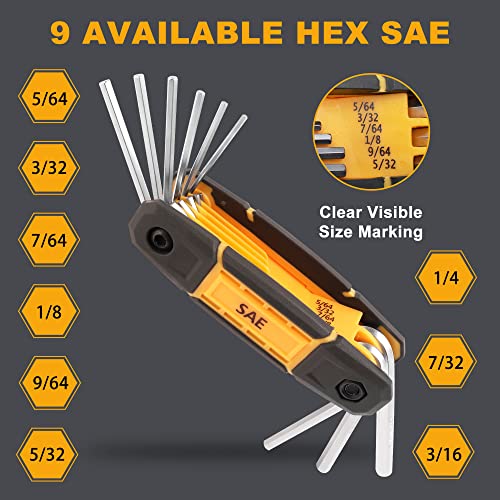 Image of MULWARK 25 pcs Folding Allen Wrench Set | Metric & Standard SAE - Key Tool 3 Pack Portable Hex for Basic Home Repair and General Applications