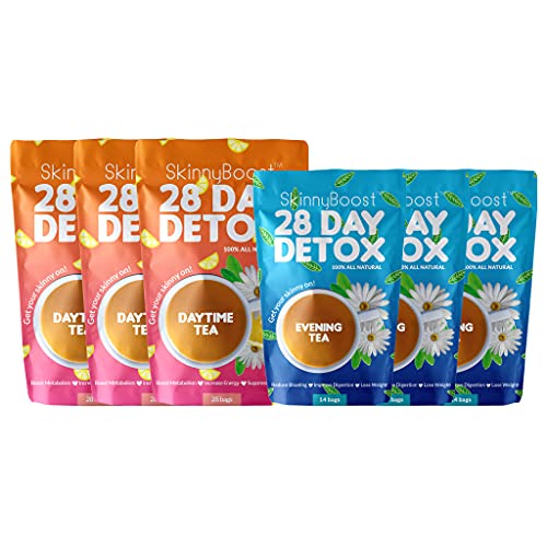 28 Day Detox Tea Kit (3 PACK) 3 Daytime Teas, 3 Evening Detox Teas Non GMO, Vegan, All Natural Detox and Cleanse
