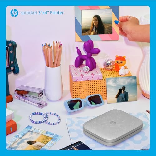 HP Sprocket 3x4 Sofortbilddrucker für Smartphones- Tragbarer, kabelloser Farbdrucker - Zink-Fotopapier mit Kleberückseite - Drucke von kompatiblen iOS- & Android-Geräten per Bluetooth mit Kreativ-App
