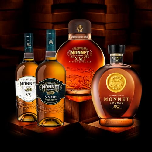 Monnet VSOP | Cognac aus Frankreich | Gold Meiningers International Spirits Awards| mit Geschenkverpackung mit Glas | aromatisch fruchtiger Geschmack | 40% Vol. | 0,7 Liter