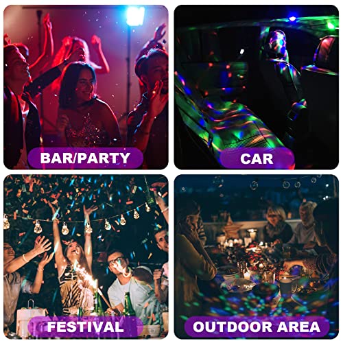 URAQT Disco Lights, Mini Aktywowane Dźwiękiem Oświetlenie Imprezow, 3W RGB Zmiana Kolorów, Przenośne Ladowanie Oświetlenie Sceniczne LED do Spotkań Rodzinnych, Przyjęcia Urodzinowego, Karaoke(1 Szt)