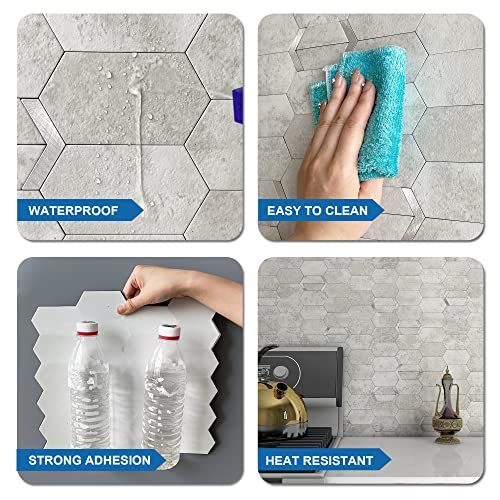 Mofit Peel And Stick Tile For Kitchen Backsplash Matte Finish,Peel And Stick Bathroom Marble 3D Wall Panels Honeycomb Tiles For Rvs Waterproof(10Sheets,Cement Grey) #TOP5
