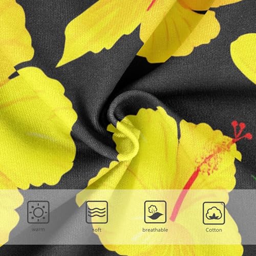 Yellow Hibiscus Flowers Black Panties for Girl Girls Underwear Toddler Cotton Print Briefs Kids Undies 2t3