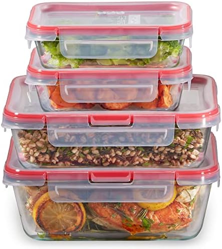 Pyrex Freshlock (4-Pack) Mixed Sized Glass Food Storage Containers Set, Airtight & Leakproof Locking Lids BPA-Free, Meal Prep Containers Set, Freezer Dishwasher Microwave Safe - Thumbnail 2
