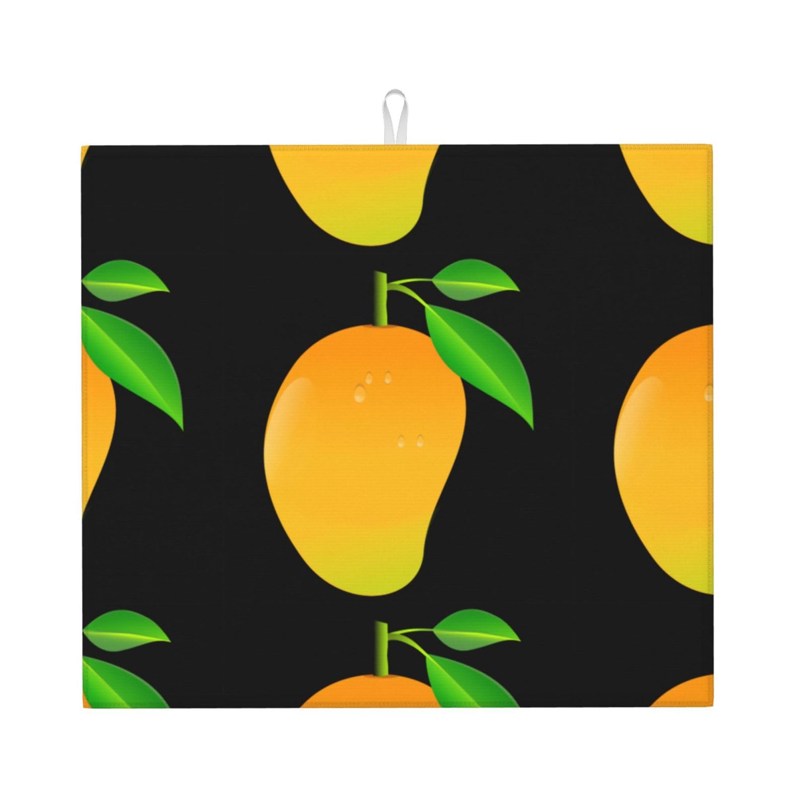 WHJSSF Mango Prints Kitchen Drying Mat - Super Absorbent Dish Drying Throw with Colorful Prints, Quick-Dry Countertop Layer for Dishes, Glasses & Small Appliances