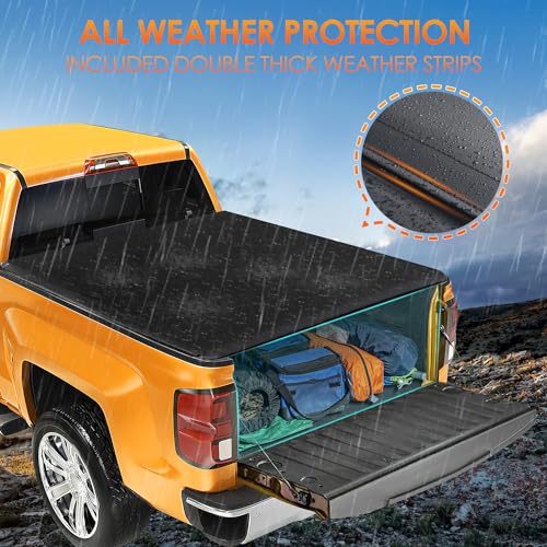 Image of Nilight Soft Roll Up Truck Bed Tonneau Cover Compatible with Chevy Silverado 1500 / GMC Sierra 1500 2014 2015 2016 2017 2018 5.8ft