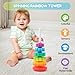 Riuja Baby Spinning Stacking Toys, 1-3 Rainbow Ring Stacker Montessori Toys for Babies, Sensory Toys for Toddlers, Christmas and Birthday Gifts Suitable for Boys and Girls (14 inches)