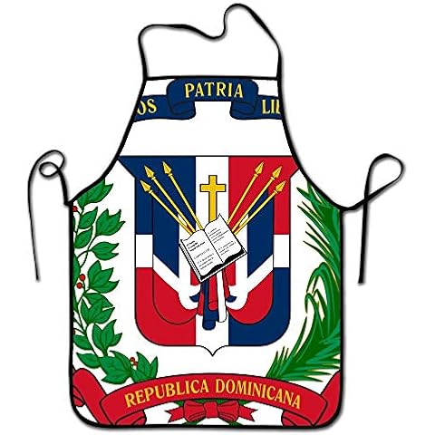 Liubajsdj-Dominican Republic Flag Print Adjustable Strap Adult Kitchen Restaurant Aprons -Unisex Fashion Black Border Waterproof Cooking Aprons For Baking & BBQ & Art Cover