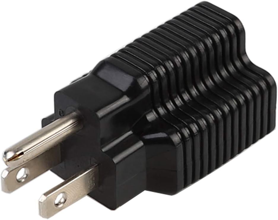 Nema 15 Amp to 20 Amp Plug Adapter ETL Listed NEMA 5-15P to 5-15/20R (Comb 20Amp T Blade) 15 Amp Household Plug to 20 Amp T-Blade AC Power Adapter - - 