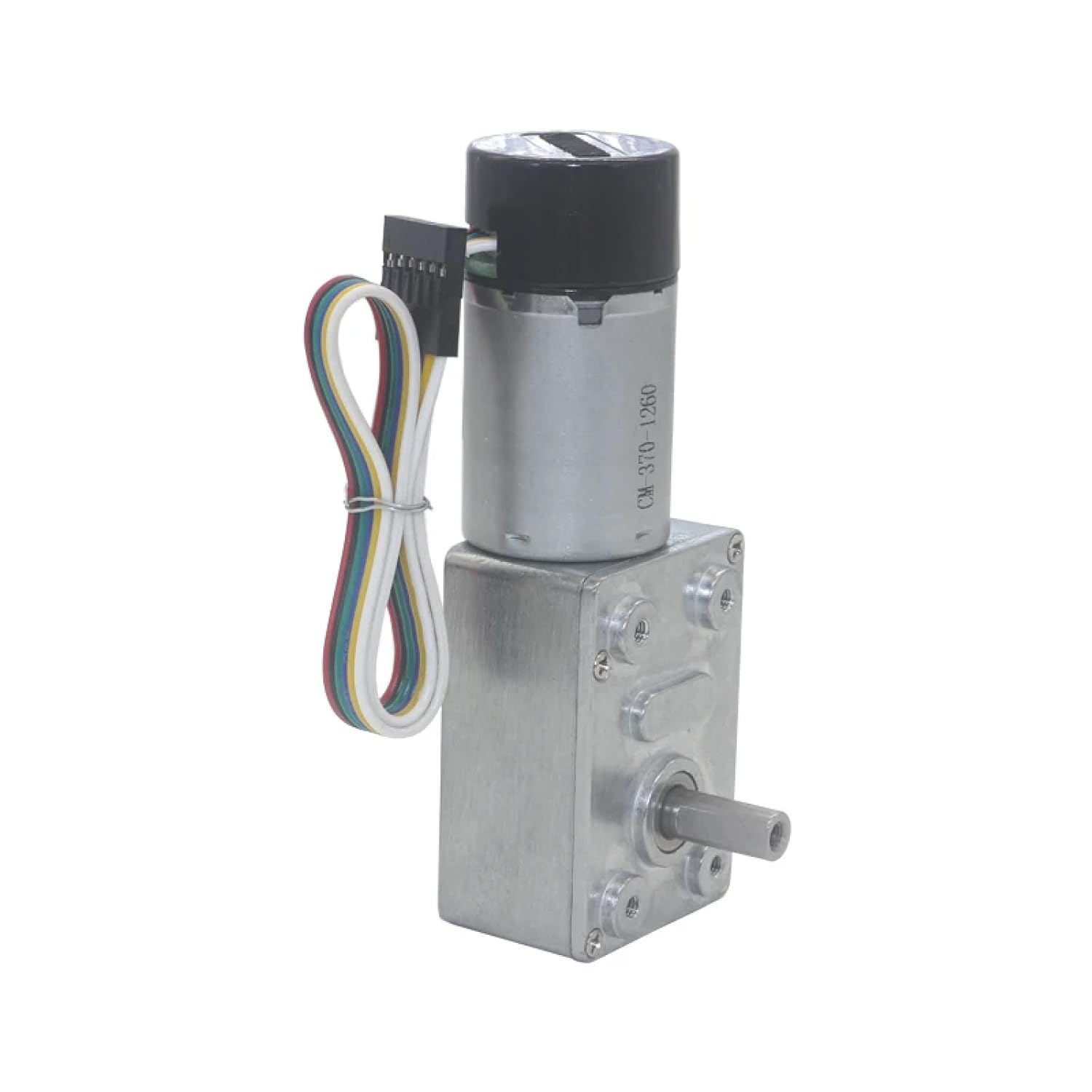JGY-370B DC Gear Motor, 6V-24V, High Torque 26.5kg.cm, Worm Gear with Encoder (23rpm 12V)