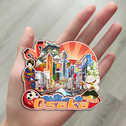 Imán para refrigerador Osaka Japón decorativo redondo miniatura 4
