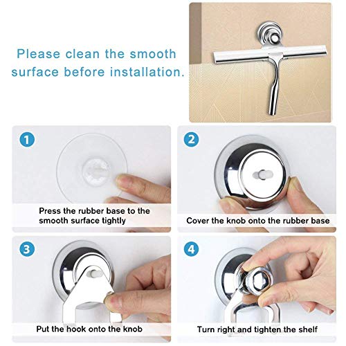 Rodo de chuveiro Weite com gancho de suporte adesivo, limpador de manchas de água de aço inoxidável