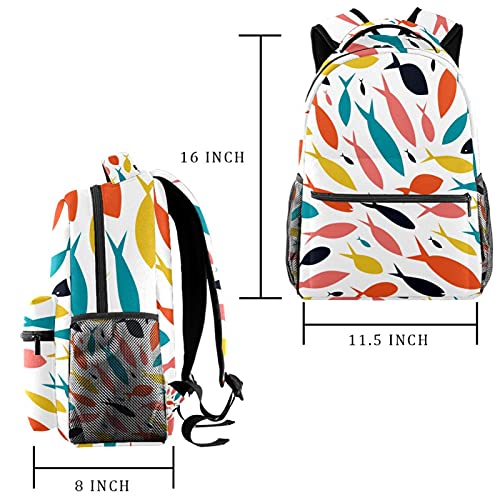 Sac à dos enfant motif poisson blanc résistant avec filets - 2