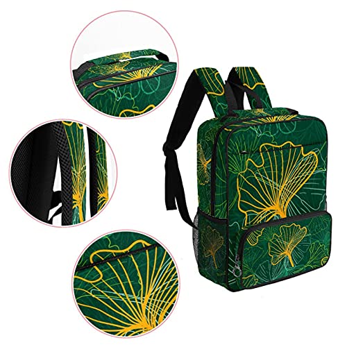 Sac à dos ordinateur portable avec imprimé feuille vert grand format pour le travail - 4