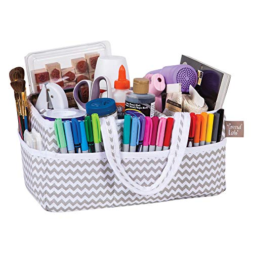 Dove Gray Chevron Zig Zag Organizador de fraldas para berçário - Sacola de tecido portátil