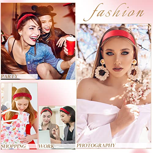 4 Pcs Red Headband Red Accessories Knotted Headband Criss Cross Hair Accessories Satin Headband Red Velvet Braided Headband For Women Girls Chinese New Year Valentine's Day Christmas Halloween Cosplay #TOP6