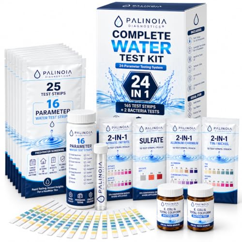24 in 1 Complete Drinking Water Test Kit, 165 Strips + 2 Bacteria Tests