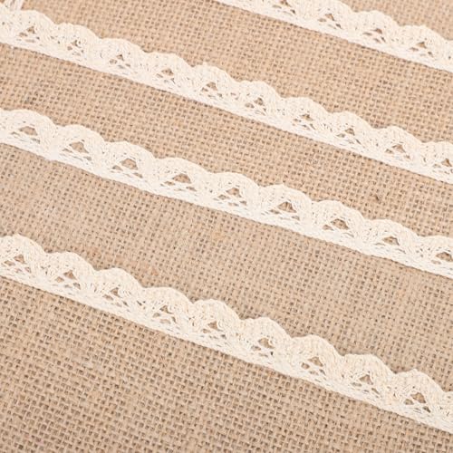 Sets de table Alasum rectangulaires en polyester beige à dentelle