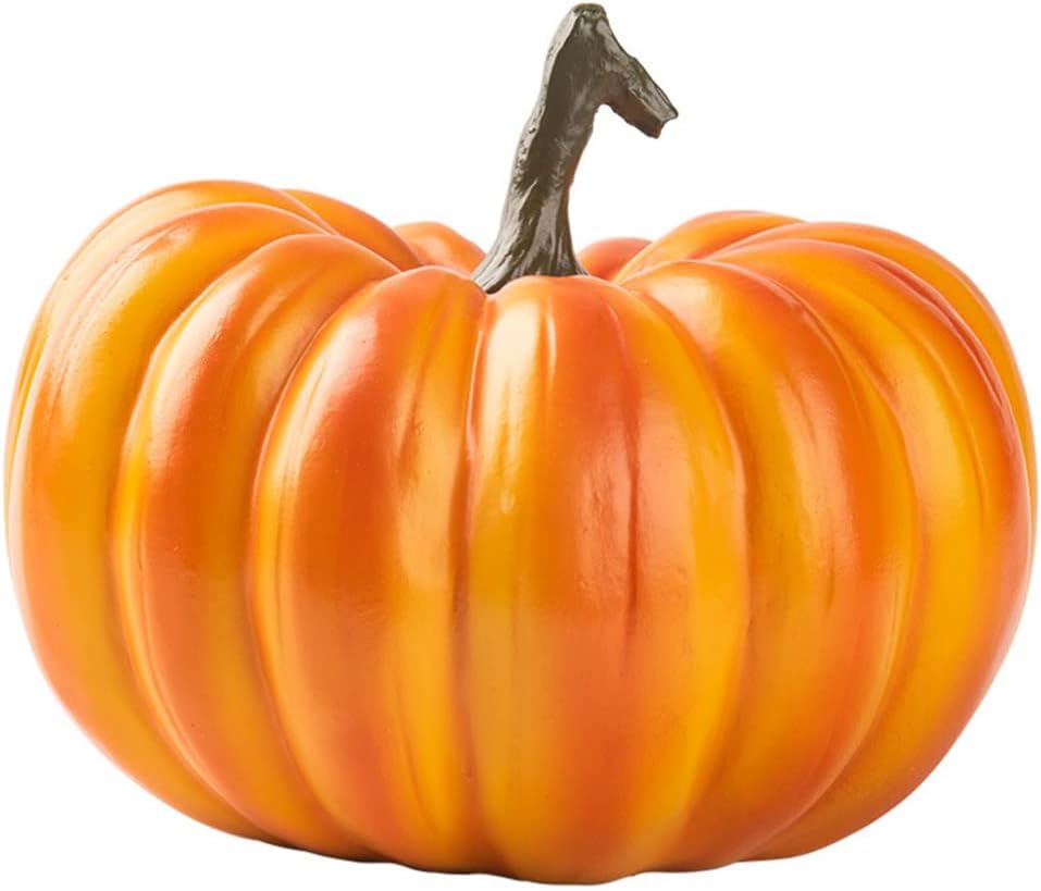 1pc Artificial Pumpkin Decoration Realistic Resin Pumpkin Ornament Fake Craft for Fall Halloween Thanksgiving Party Decor (13.5X17.2CM)