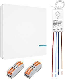 Funkschalter 230V mit Empfänger – Thinkbee Funk Lichtschalter Set mit Fernbedienung, Kabelloser Lichtschalter Ohne Kabel, Funk Schalter 1000W, 500m Reichweite, Ein/Aus Schalter für Innen & Außen
