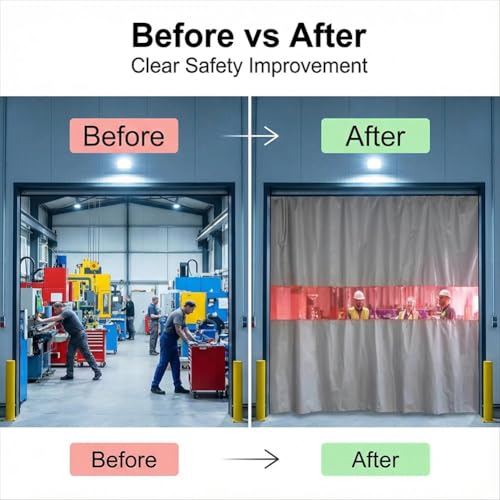 Pantalla de protección para Soldadura, Manta ignífuga con Ventana de visualización, Cortina divisoria Industrial - Panel Resistente al Fuego