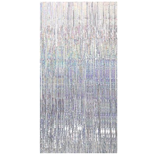 Ovanda Lametta Vorhang Silber Glitzer, Party Vorhang, Luftschlangen...