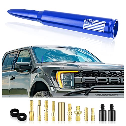 New Upgrade American Flag Car Bullet Antenna,Truck Exterior Accessories Antenna Toppers Compatible with GMC,Chevy Silverado,Dodge,Ford,Jeep Antenna Replacement (Premium Blue - U.S. Flag)