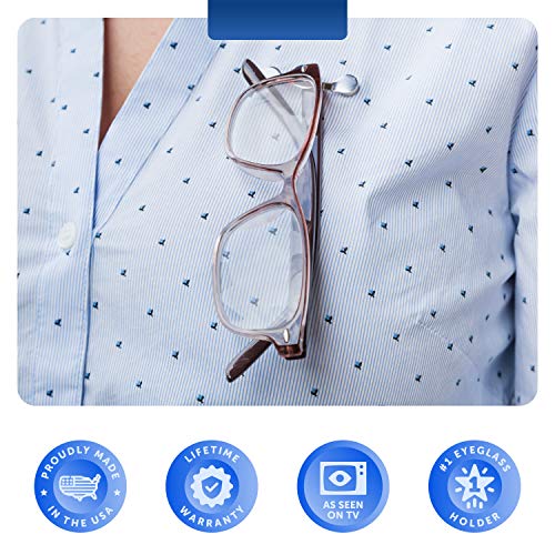Readerest Magnetic Eyeglass Holder, Name Tag, Magnet Badge Holder, Sunglasses Holder, Eye Glass Holder From Shark Tank, Made In Usa (2 Pack Stainless, & Stainless W/Pearl), Gifts For Mom And Dad #TOP2