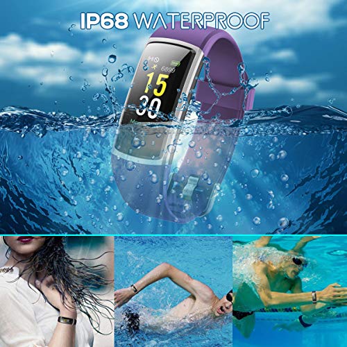 CHEREEKI Fitness Tracker, Heart Rate Monitor Activity Tracker with Blood Pressure Sleep Monitor 14 Sports Tracking, Color Screen IP68 Waterproof, Fitness Watch Step Calorie Counter (Purple)