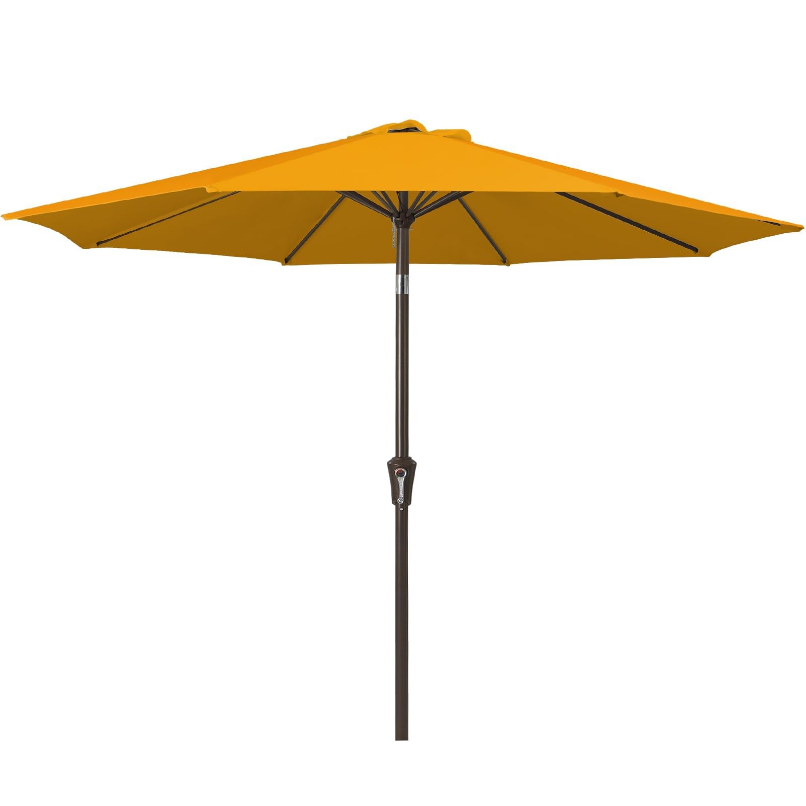 JEAREY Outdoor Patio Umbrella 9FT Outdoor Table Umbrella with Push Button Tilt and Crank, Market Umbrellas 8 Sturdy Ribs UV Protection Waterproof for Garden, Deck, Pool (Bright Orange)