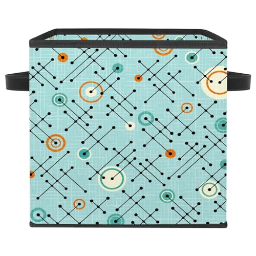 Boîte de rangement cube pliable avec poignées motif étoiles atomiques