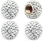 MECHCOS Car Wheel Tire Valve Caps, 4 Pack Crystal Rhinestone Car Tire Wheel Valve Stem Air Caps for Car Tire Accessories Universal for Cars, SUVs, Bicycle, Trucks and Motorcycles - White