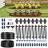 Snowtaros 240FT Quick-Connect Drip Irrigation System, Automatic Garden Watering System Kit with 1/2" & 1/4" Fast-Lock Fittings, Adjustable Sprinklers for Raised Beds, Garden, Greenhouse, Lawn