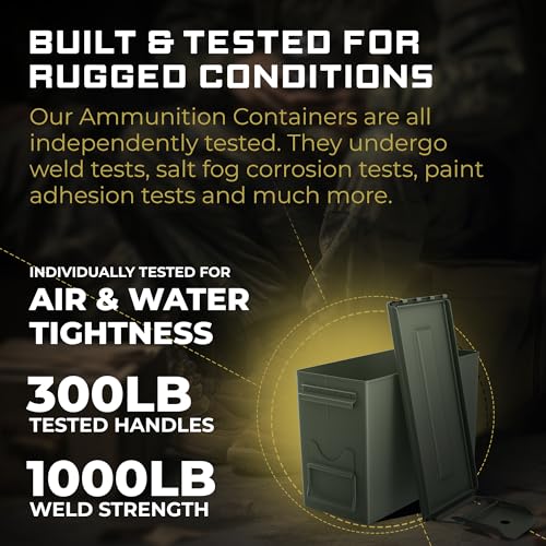 50 Cal Ammo Can M2A2 - Steel Ammo Boxes for Storage, Air Tight & Waterproof Metal Box for Ammunition Rounds or Underground Storage Container, Military Spec Certified Utility Dry Ammo Box + Sealed Lid by Marine Defense Packaging - Image 6