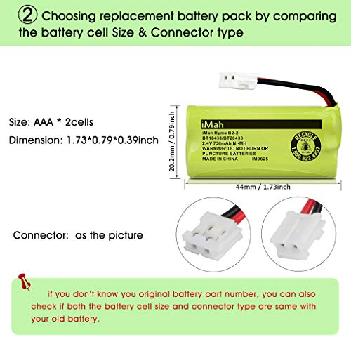 Imah Replacement Bt18433/Bt28433 Cr1436 Cordless Phone Battery For Vtech At&T Home Telephones (Battery With Square-Hole Connector, Not Round-Hole Connector), Pack Of 4 #TOP3