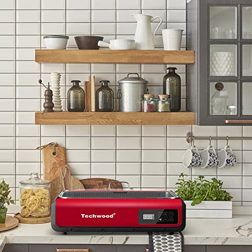 Indoor Smokeless Grill, Techwood 1500W Electric Grill With Tempered Glass Lid & Led Smart Control Panel, 8-Level Control Korean Bbq Grill With Removable Grill/Griddle Plate, Stainless Steel (Red) #TOP6