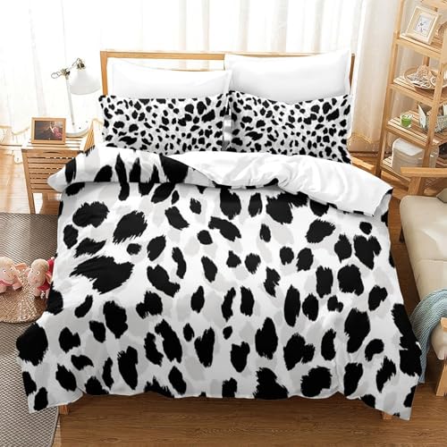 Housse de couette léopard 3D drap de lit abstrait vibrant microfibre 260x220cm pour couple - 3