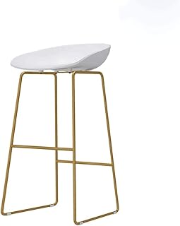 DXYSS Taburete de Bar Alto Silla de la Barra - Nordic Estilo Minimalista, Almohada Blanca PP y Tornillo del Marco de Hierro Forjado, de Cafetería Cocina, Blanca (Size : 65cm)