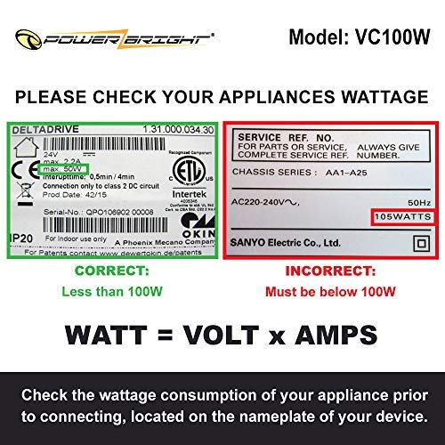 PowerBright Step Up & Down Transformer, Power ON/Off Switch, Can be Used in 110 Volt Countries and 220 Volt Countries, Convert from 220-240 Volt to 110-120 Volt & from 110-120 Volt to 220-240 (100W)