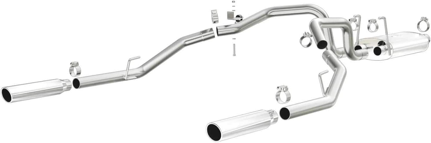 MagnaFlow Cat-Back Performance Exhaust System 15249 - Street Series, Stainless Steel 3in Main Piping, Dual Split Rear Exit, Polished Finish 3.5in Exhaust Tip - Truck Performance Exhaust Kit