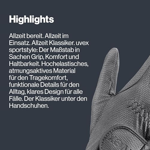 Uvex Sportstyle - dehnbarer Reithandschuh für Damen und Herren - exzellenter Grip & strapazierfähig - touchscreenfähig - Anthracite - 6 – Ansicht 5