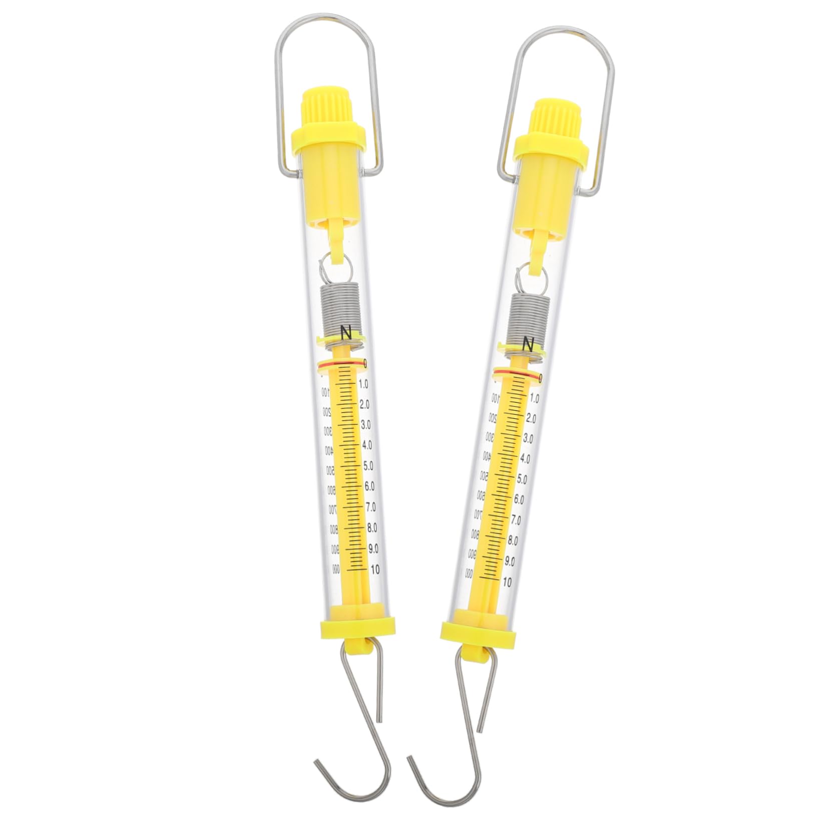 KOMBIUDA Spring Scale for Classroom Physics Lab 2pcs Newton Force Scale Push/Pull Spring Lightweight Plastic for Teaching Experiment