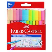 Faber-Castell Vibrant Connector Pen Colour Markers, Pastel and Neon Assorted – Pack of 12, (11-155582)