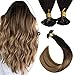 Ugeat Fusion Hair Extensions Human Hair 16 Inch Keratin Tip Hair Extensions Human Hair 50strands Flat Tip Hair Extensions Human Hair Ombre #2/6/12 Hair Extensions Human Hair Brown