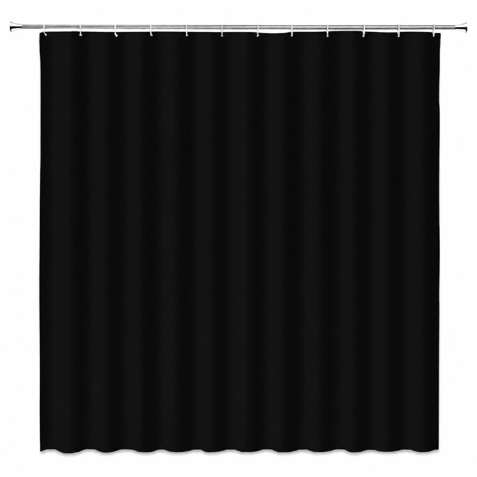 18meng Art Black Shower Curtain 180 x 180 cm Waterproof Mould Proof Resistant Polyester Fabric Bathroom Curtain with 12 Hooks Washable Weighted Shower Curtains for Bath Tub Shower Stall