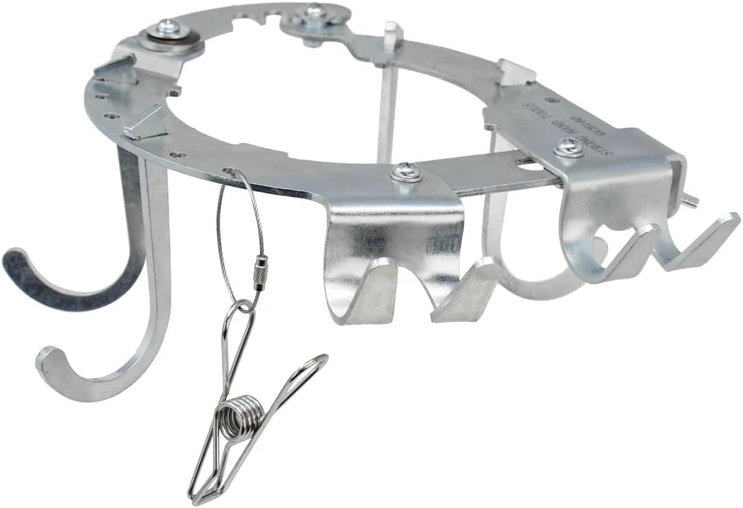 Universal Fit Gas Cylinder Accessory Hanger, 6 Multi-Purpose Hooks, 4-Point Locking, Glove Clip/Cap Hook, Dual-Prong Hook for T-Shaped Tools, Adjustable Opening, GCH160, Strong Hand Tools, Gray