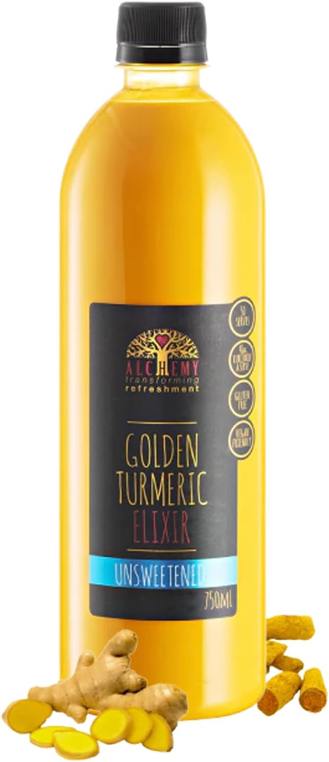 Alchemy Cordial Unsweetened Turmeric Elixir Syrup, Latte Superfood with Ginger & Cinnamon, Vegan Gluten Free Coffee Alternative (1 x 750ml)