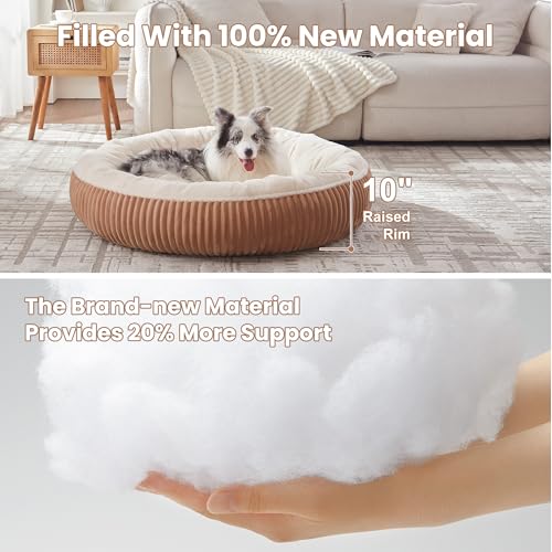 Image of 45 inches Donut Dog Bed for Extra Large Dogs,Calming Round Jumbo Pet Bed with Removable Cover, Washable Milk Plush Faux Fur, Fits Pets up to 100 lbs(Mocha,XL)