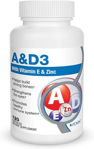Roex Suplemento nutricional de vitamina A y D Plus E, 120 unidades