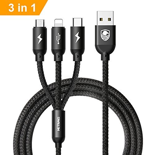 Metrans Direct Compatible Multi USB Charger Cable Replacement for Most Mobile Phone 4ft Nylon Braided